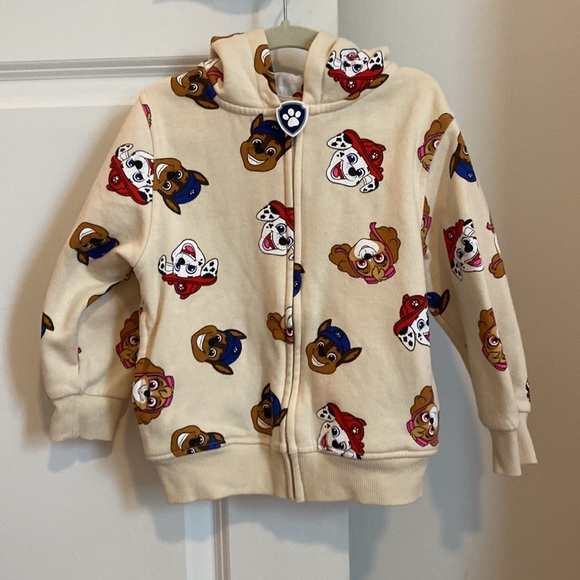 Paw Patrol Other - Nickelodeon Paw Patrol Character Jersey Lined Zipper Hoodie Jacket Cream Kids 4